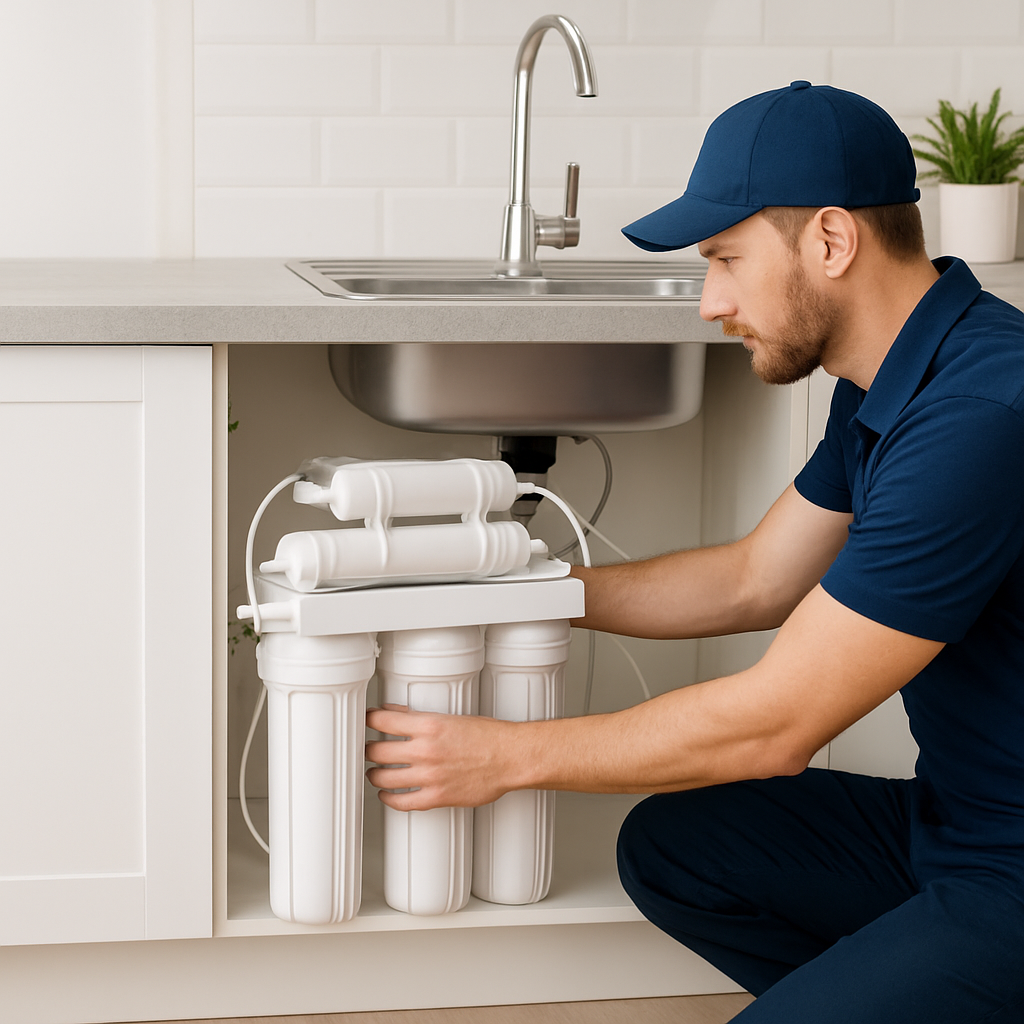RO water purifier installation in kitchen