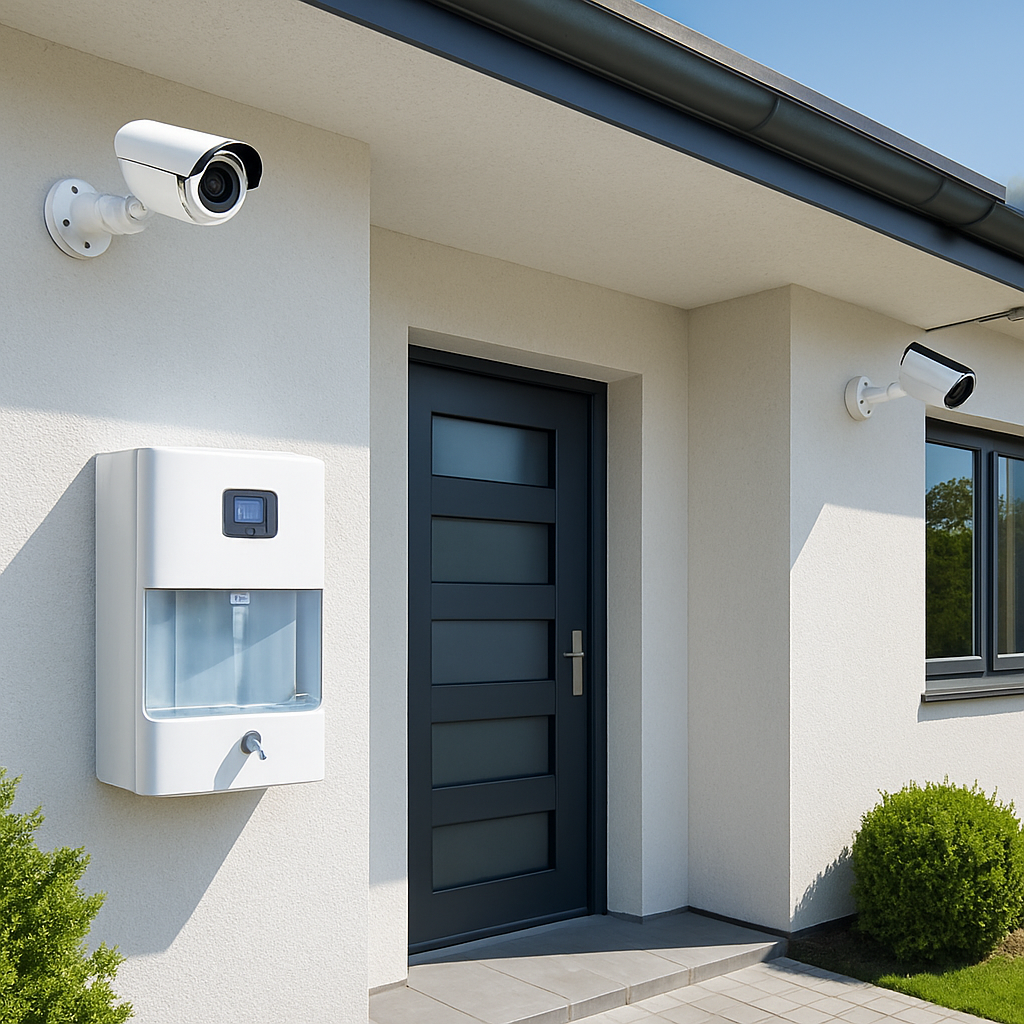 CCTV security cameras and RO water purifier installed in a modern home
