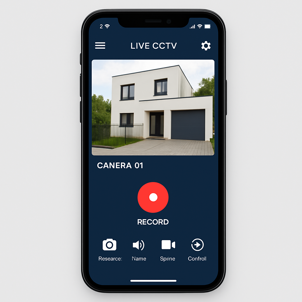 Mobile app showing live CCTV footage